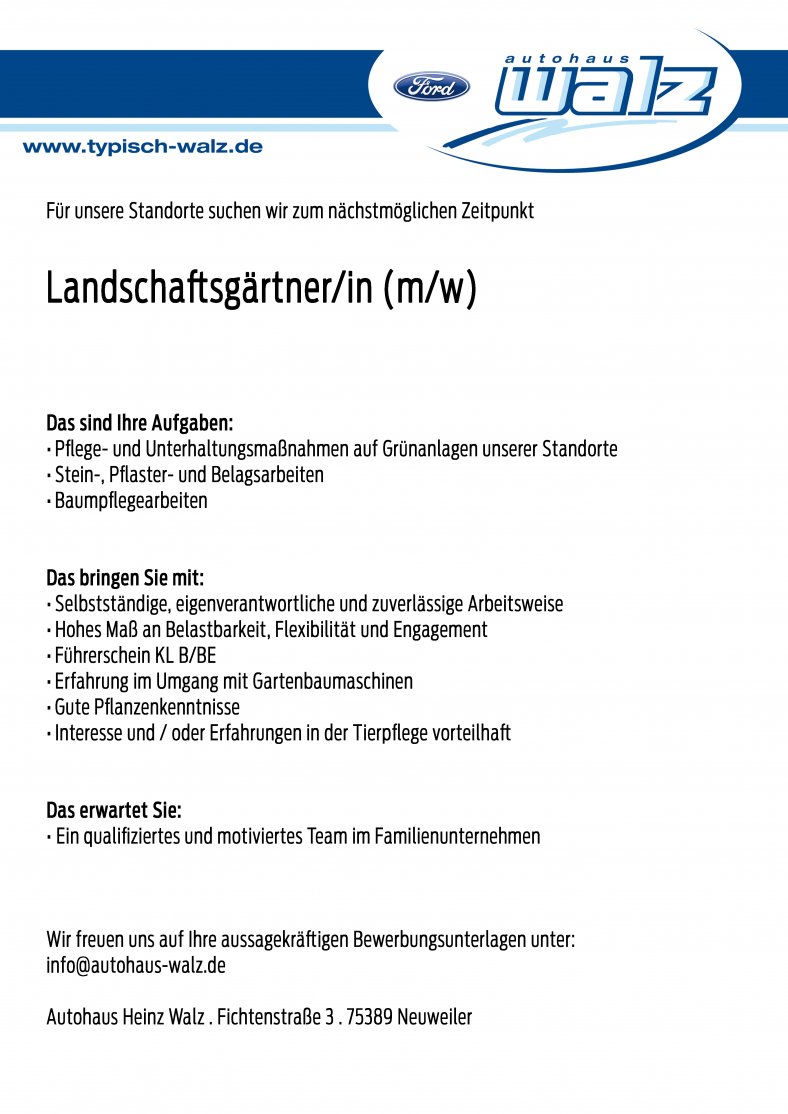 Stellenangebot Landschaftsgärtner Stellenangebot Landschaftsgärtner