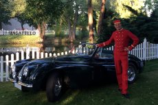 Pagen Walkact mit Jaguar Hochzeit Auto mit PAGE