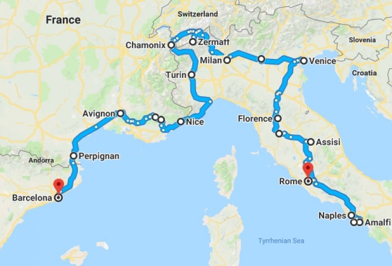 travel from rome to barcelona