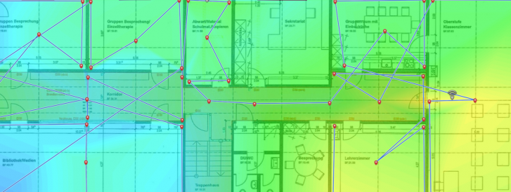 Heatmap mit Messpunkten und WLAN Signalabdeckung Heatmap mit Messpunkten und WLAN Signalabdeckung