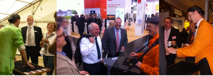 The fair magician thrills at industrial show, E-World, and Euroforum.