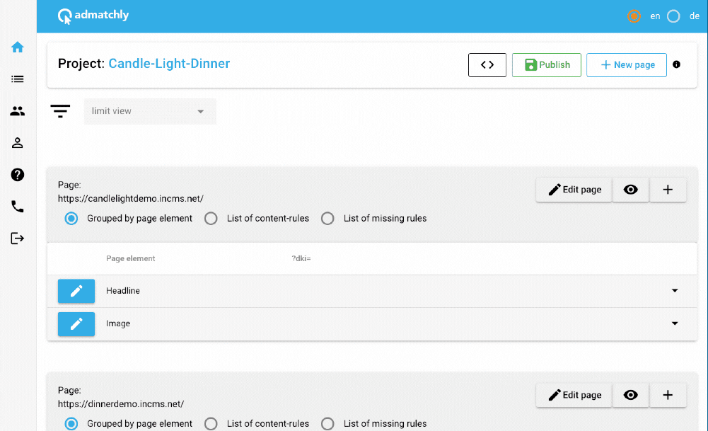 admatchly - Vorschau dynamisch erzeugte Landingpages admatchly - Vorschau dynamisch erzeugte Landingpages