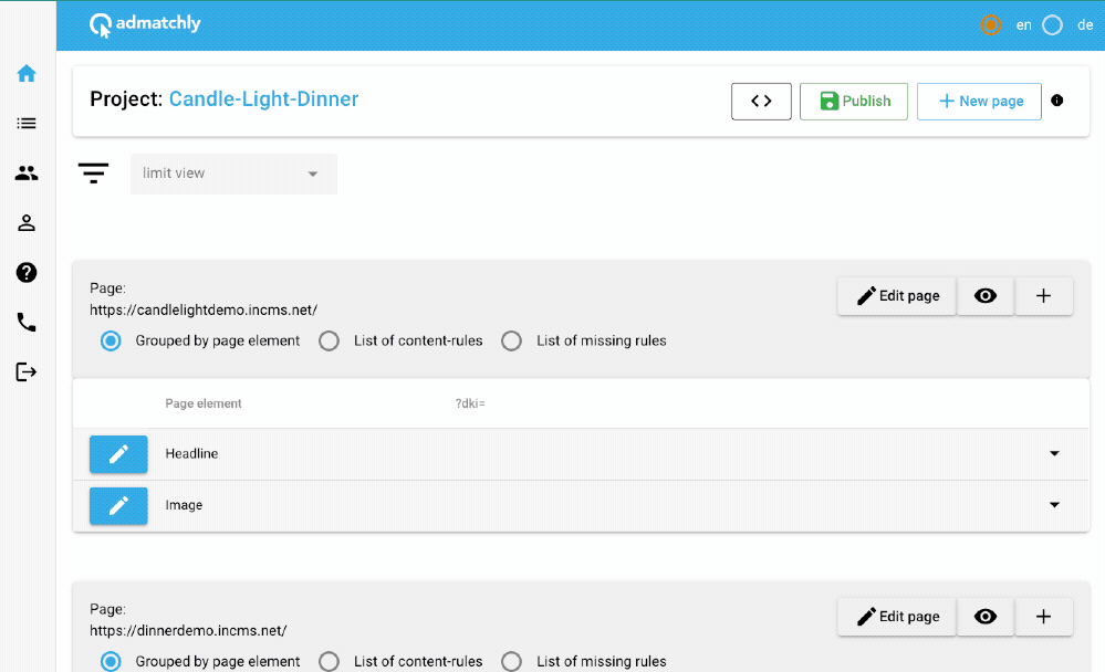 admatchly - Point and Click editor für variable Landingpages admatchly - Point and Click editor für variable Landingpages