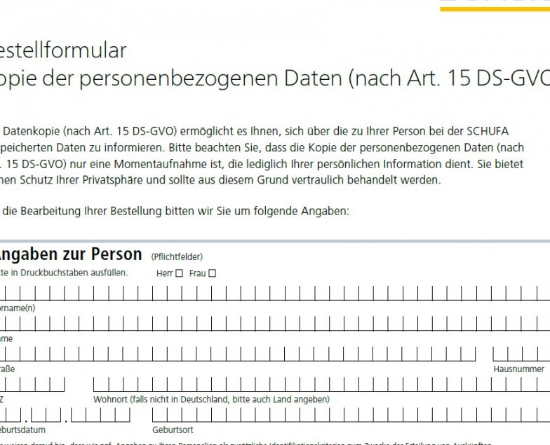Schufa Auskunft kostenlos Hamburg sofort- PDF-Formular Schufa Auskunft kostenlos Hamburg sofort - PDF-Formular