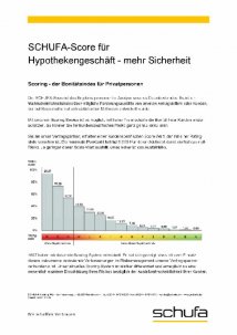 Schufa-Score Tabelle für Hypothekengeschäft Schufa-Score Tabelle für Hypothekengeschäft