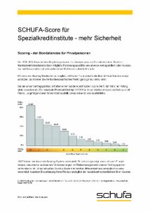 Schufa-Score Tabelle für Spezialkreditinstitute Schufa-Score Tabelle für Spezialkreditinstitute