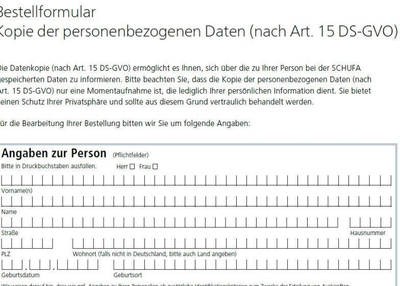 Schufa Auskunft Köln sofort - Bestellformular PDF-Formular Schufa Auskunft Köln sofort - Bestellformular PDF-Formular